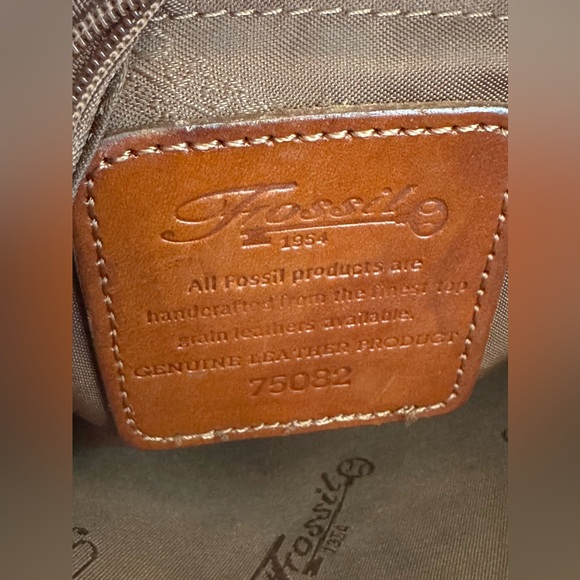 Vintage Fossil Victoria Top Zip Cognac ZB8273 Single Strap Purse - Picture 6 of 11